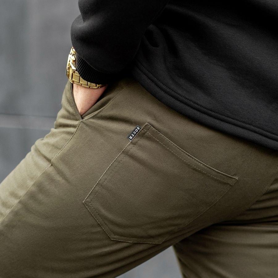 Теплые штаны джоггеры South khaki - фото 1