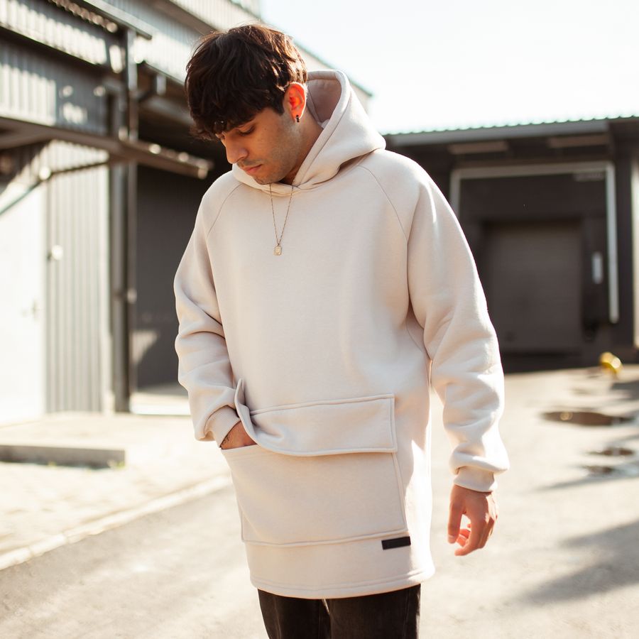 Худи South basic fleece beige oversize - фото 3