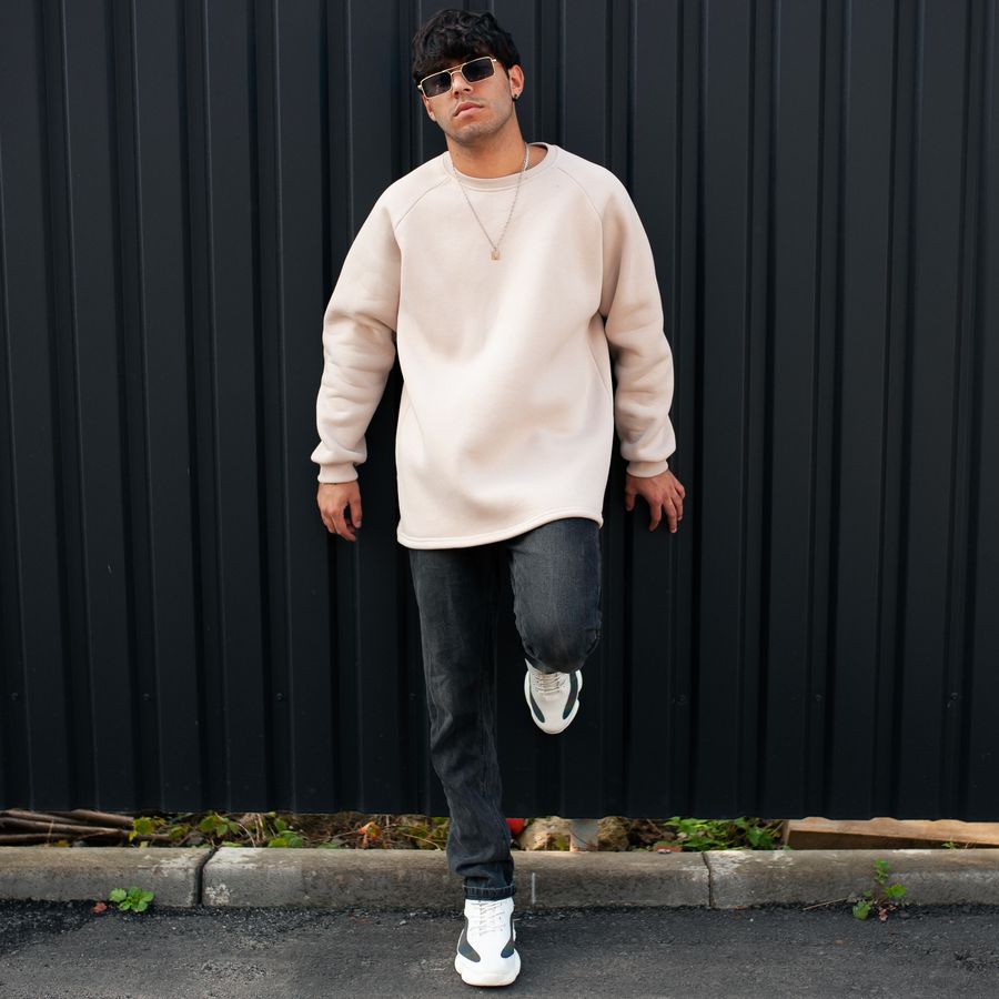 Свитшот South basic fleece beige oversize - фото 4