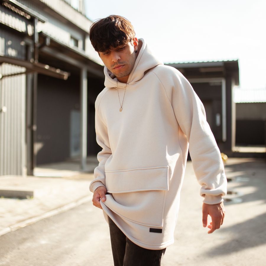 Худи South basic fleece beige oversize - фото 2