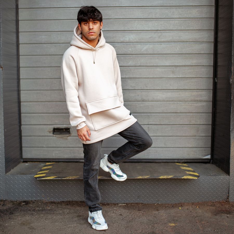 Худи South basic fleece beige oversize - фото 7