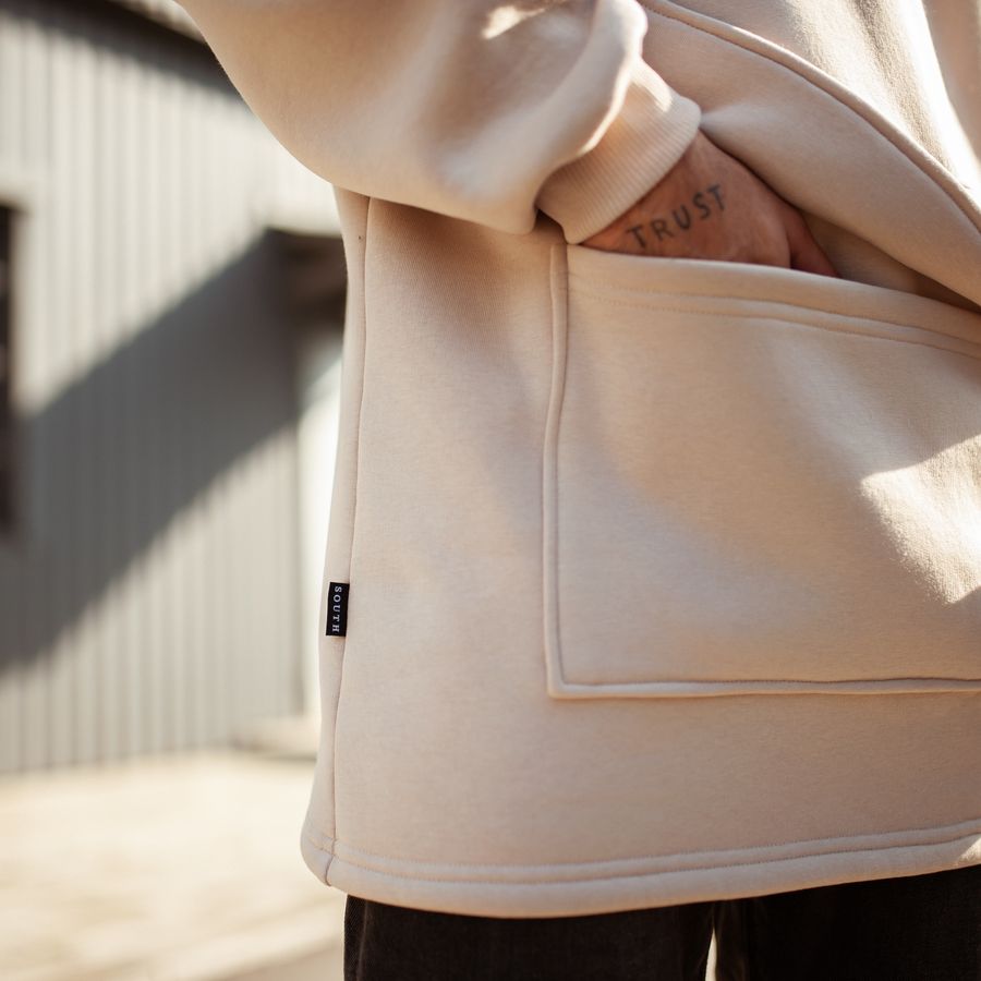 Худи South basic fleece beige oversize - фото 5