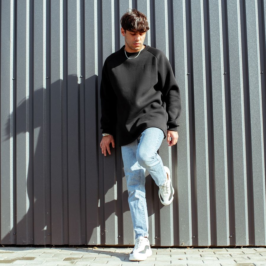 Свитшот South basic fleece black oversize - фото 4