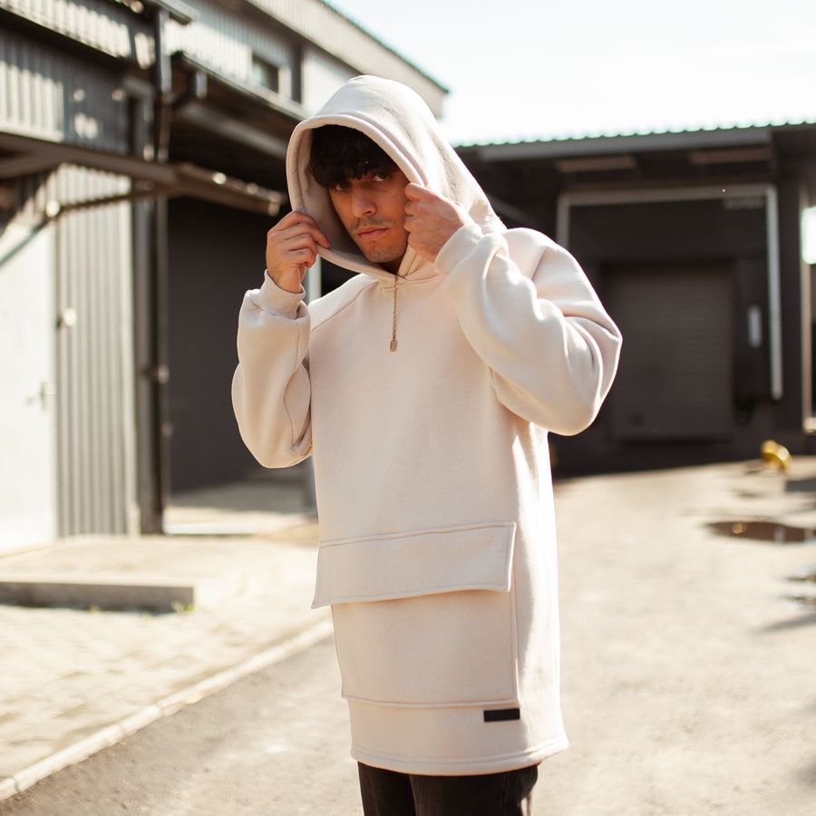 Худи South basic fleece beige oversize - фото 1