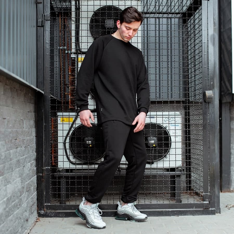 Спортивный костюм South Oversize black (свитшот без манжета)