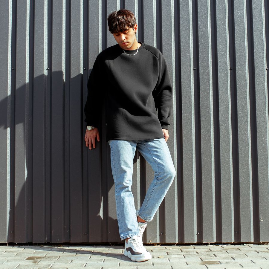 Свитшот South basic fleece black oversize - фото 3